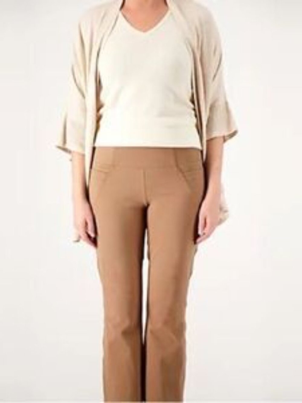 Women with Control Petite Prime Stretch Demin Petite Flair Pants - Picture 2 of 8